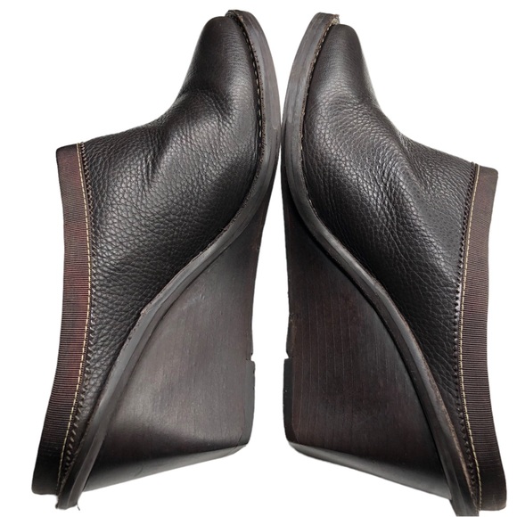 ANTONIO MELANI Pebble Print Leather Mule Wedges Brown Size 7 - Picture 6 of 12